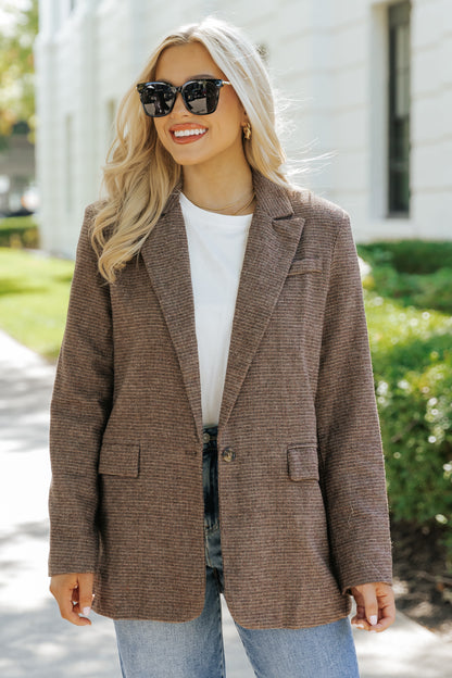 Office Ready Mocha Plaid Blazer