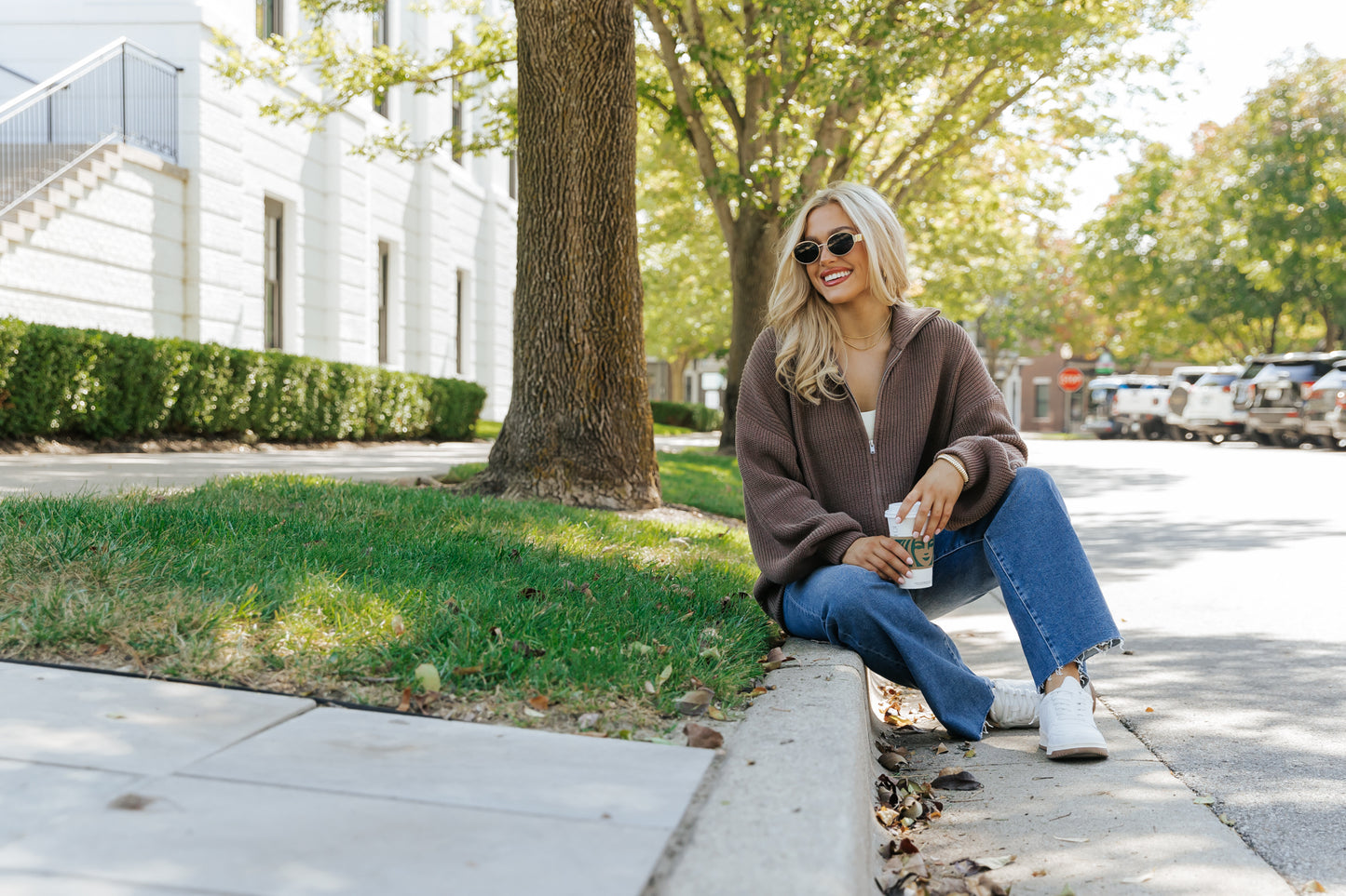 Mocha Zip Up Sweater Jacket