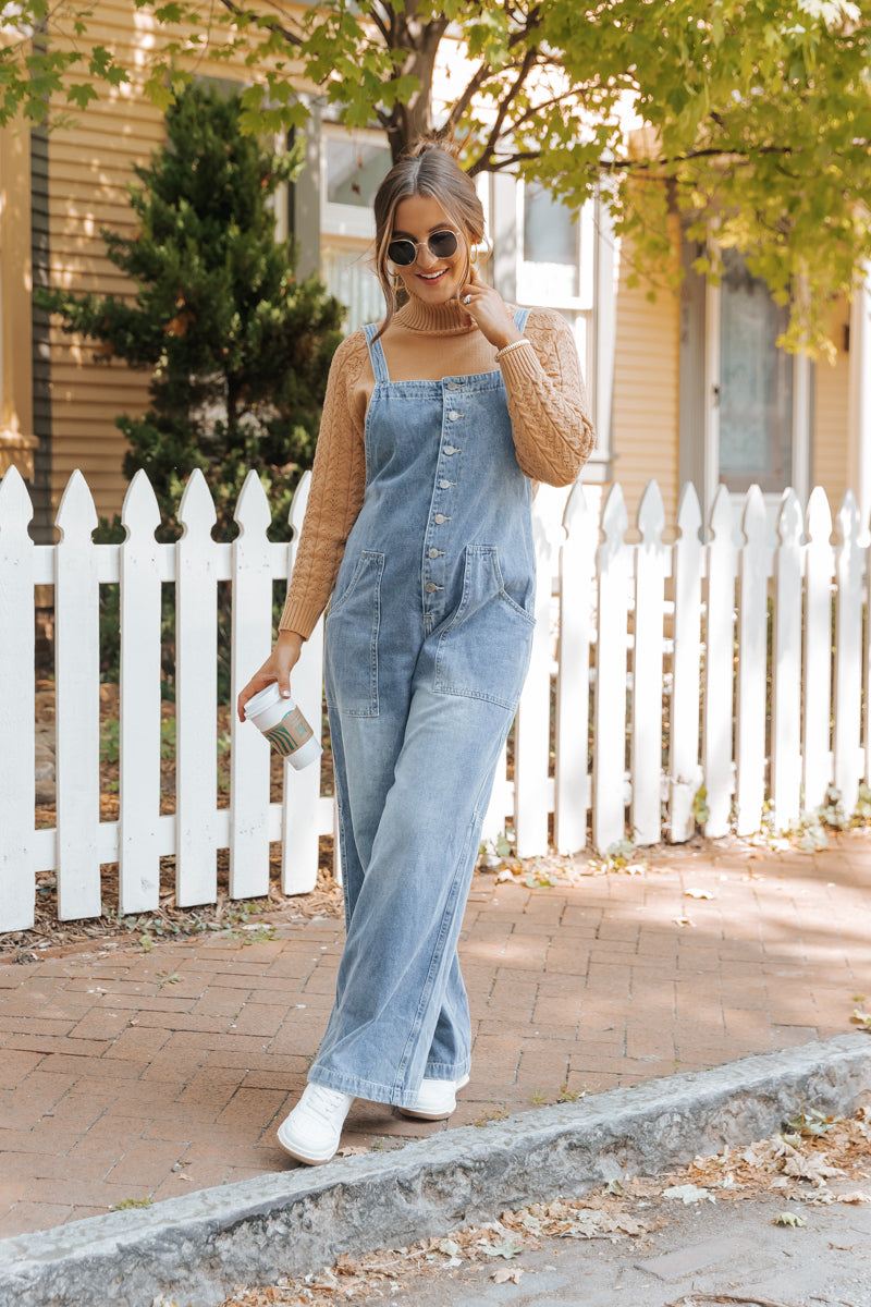 Georgia Wide Leg Denim Overalls