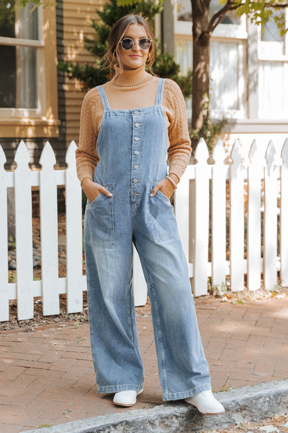 Georgia Wide Leg Denim Overalls