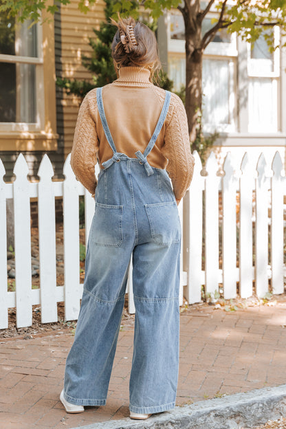 Georgia Wide Leg Denim Overalls