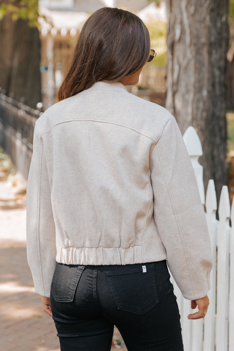 Effortless Beige Bomber Jacket