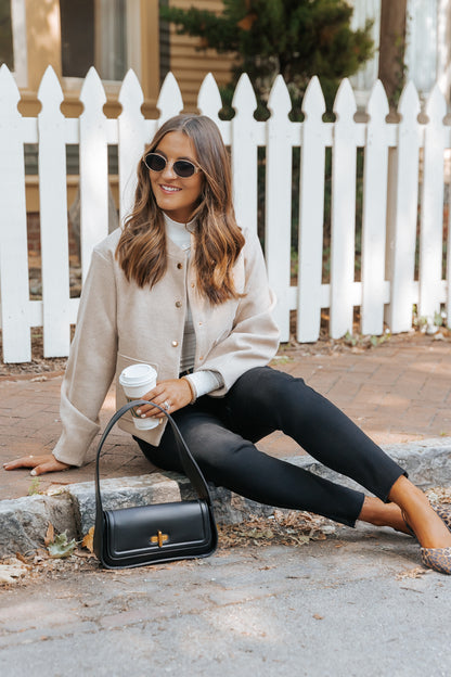 Effortless Beige Bomber Jacket