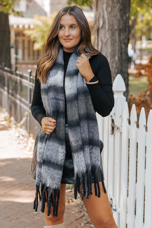 Black Striped Blanket Scarf