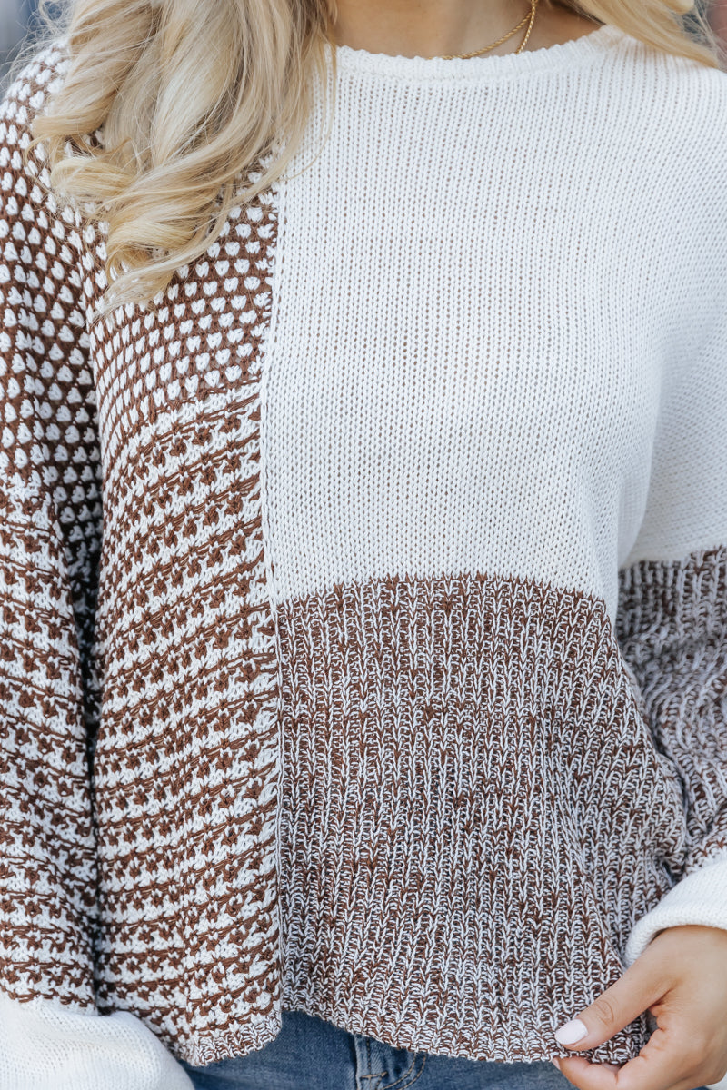 Sweet Autumn Cream Colorblock Sweater