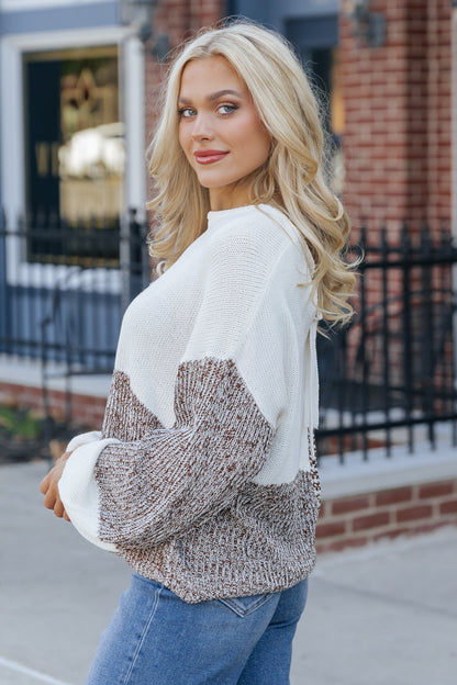 Sweet Autumn Cream Colorblock Sweater