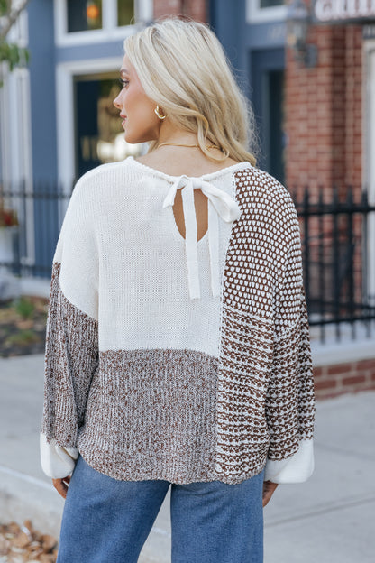 Sweet Autumn Cream Colorblock Sweater