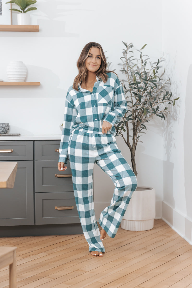 Blue green plaid discount pajamas