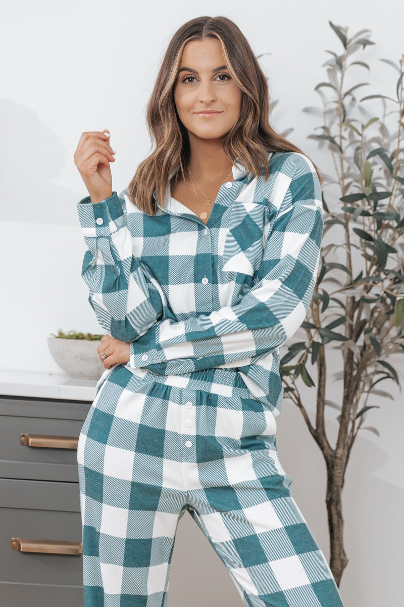 Green buffalo plaid pajamas hot sale