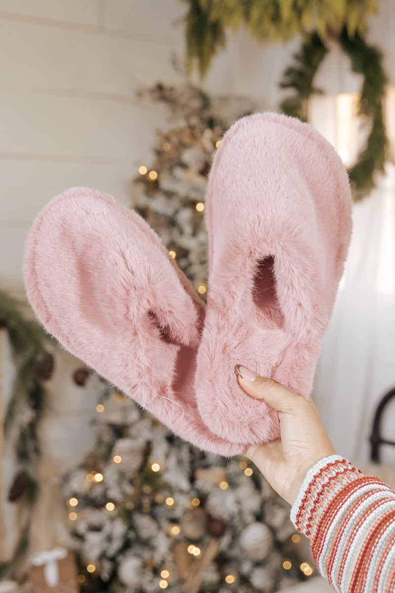 Sleepover Pink Fuzzy Soft Slippers