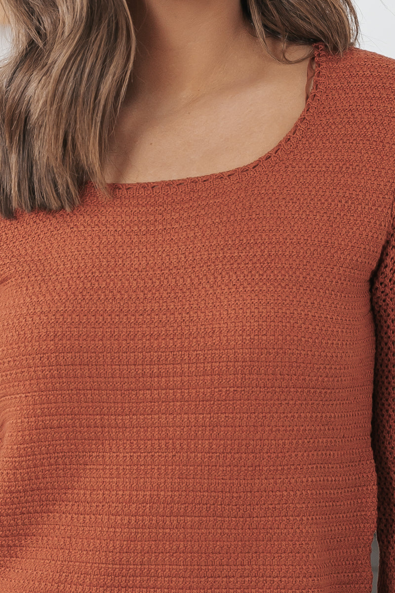Orange Long Sleeve Ribbed Sweater - FINAL SALE