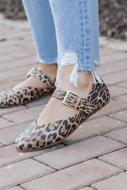 Adriana Brown Leopard Buckled Flats - Magnolia Boutique