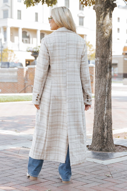 After Fall Tan Plaid Trench Coat - Magnolia Boutique