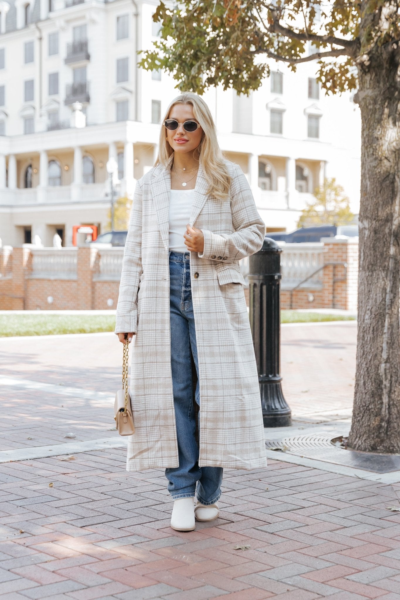 After Fall Tan Plaid Trench Coat - Magnolia Boutique