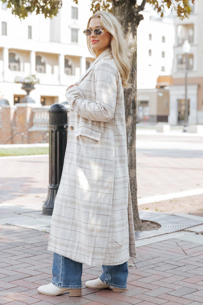 After Fall Tan Plaid Trench Coat - Magnolia Boutique