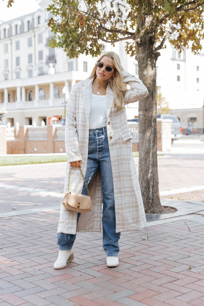 After Fall Tan Plaid Trench Coat - Magnolia Boutique