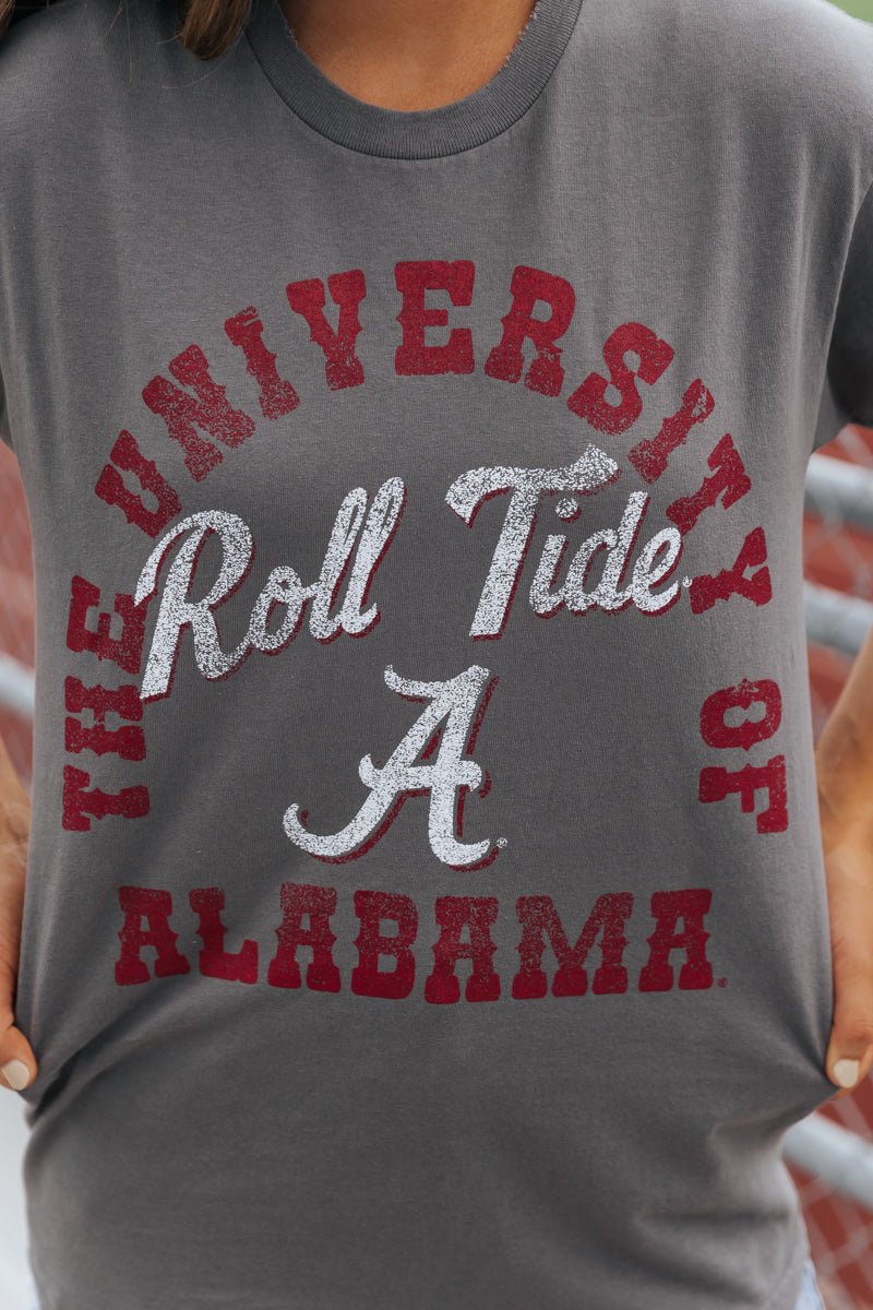 Alabama Roll Tide Graphic Tee - Charcoal - Magnolia Boutique