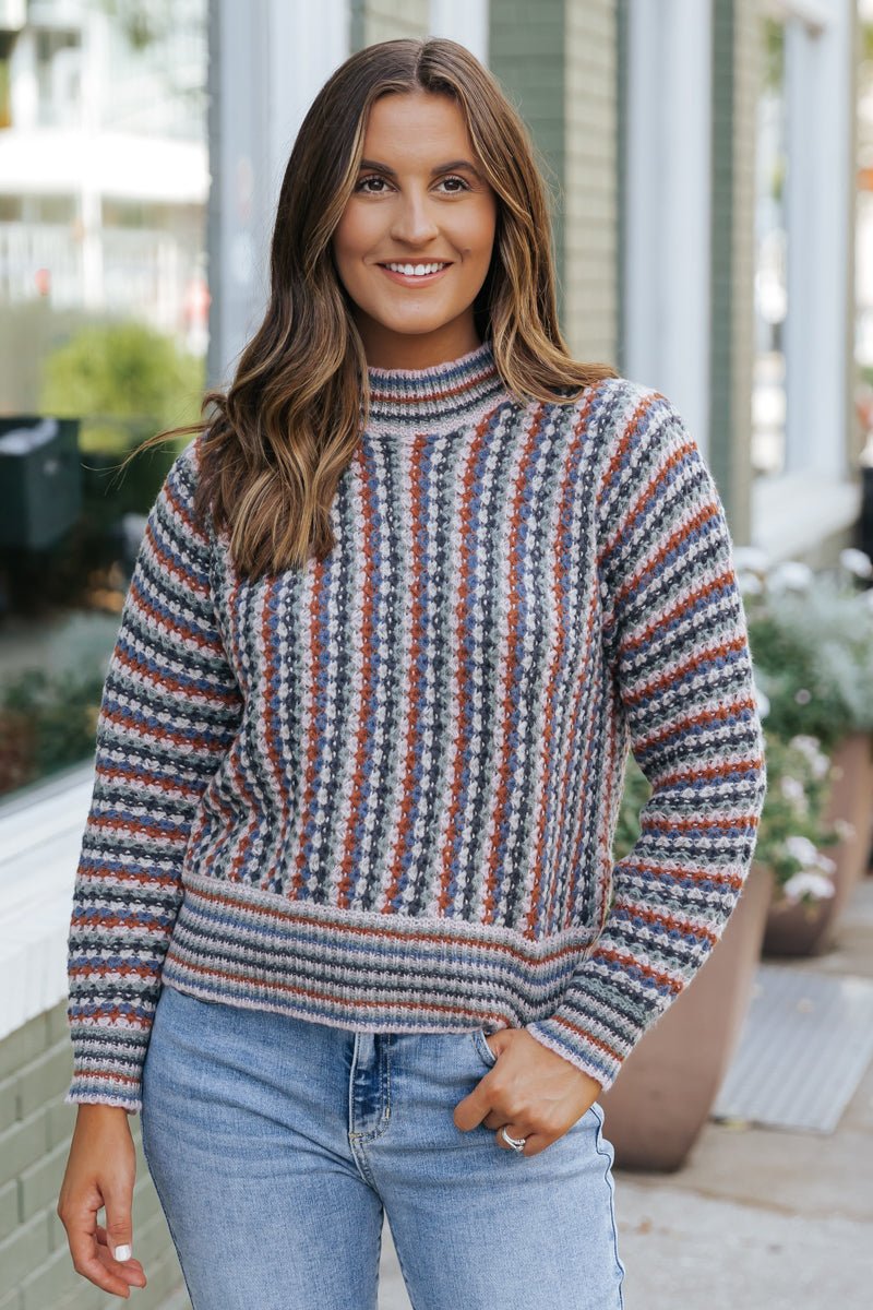 All Over It Multi Crewneck Sweater - Magnolia Boutique