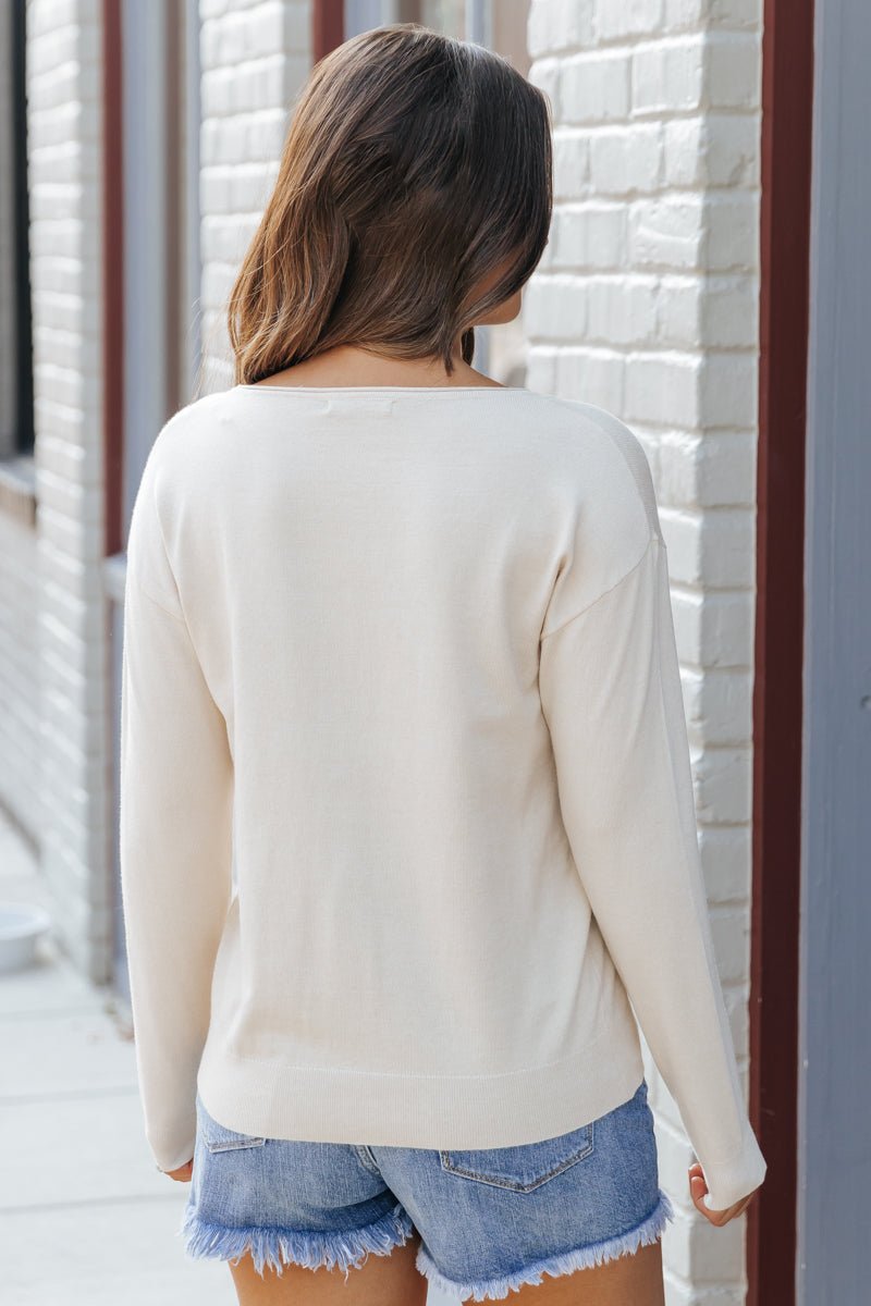 Almond Long Sleeve Boat Neck Sweater - Magnolia Boutique