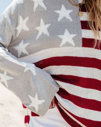 American Flag Pullover Sweater - Magnolia Boutique