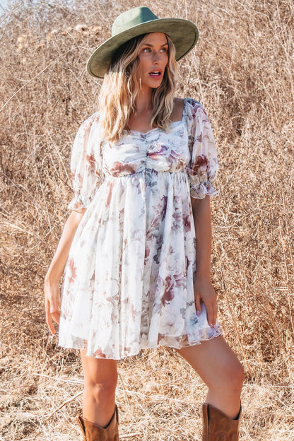 Angelic Floral Print Mini Dress - Magnolia Boutique