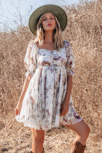 Angelic Floral Print Mini Dress - Magnolia Boutique