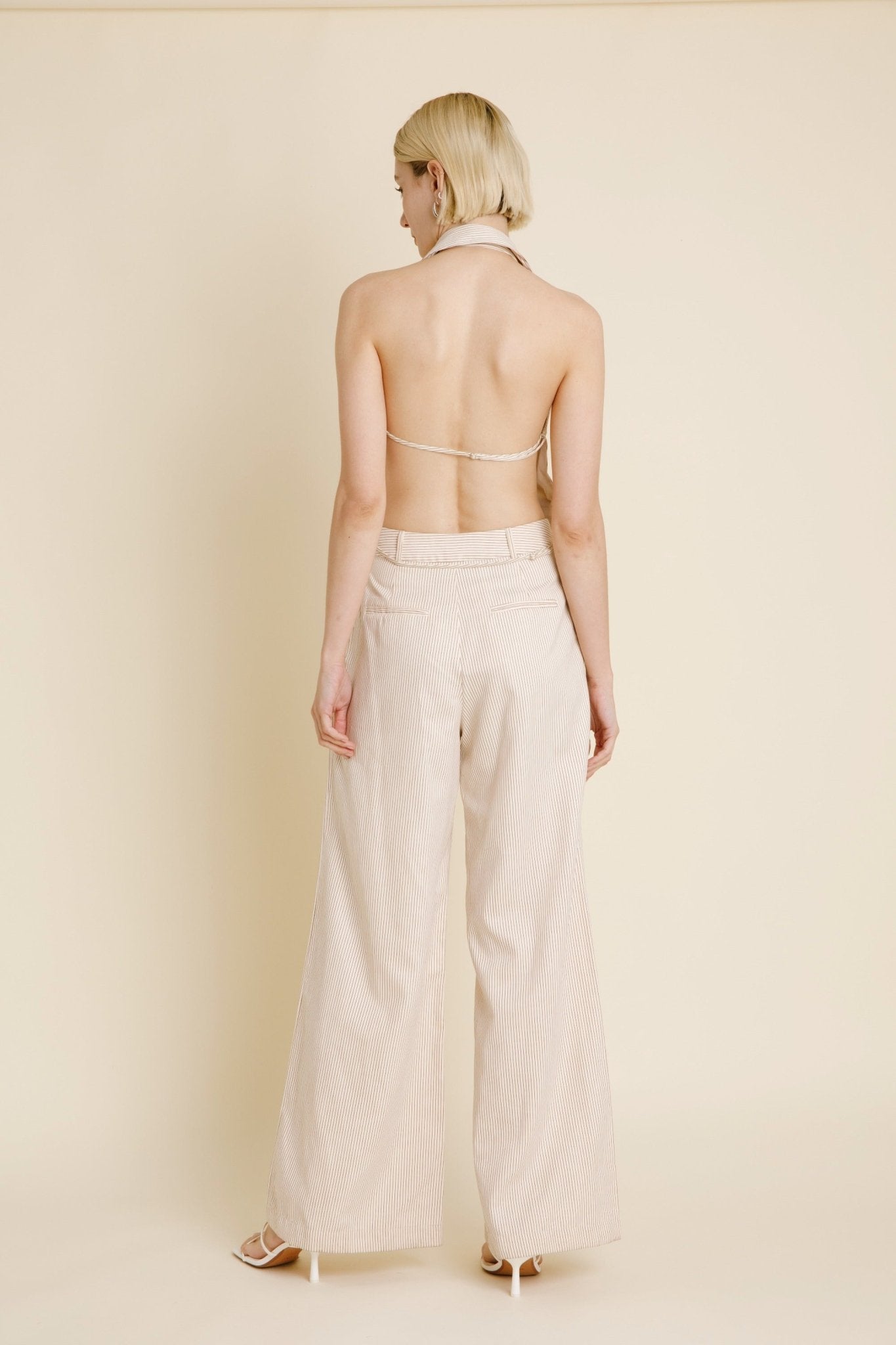 Aureum Ivory Pinstripe Twill Wide Leg Pants - Magnolia Boutique