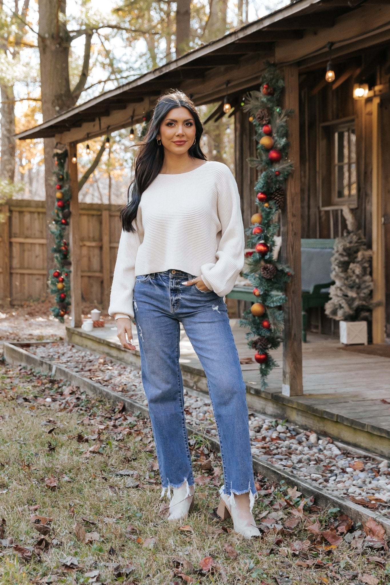 Avery Ribbed Boat Neck Sweater - Beige - Magnolia Boutique