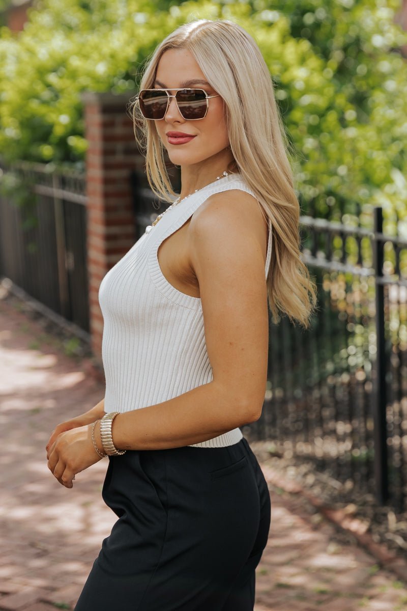 Basic Ribbed Sweater Tank Top - Cream - FINAL SALE - Magnolia Boutique