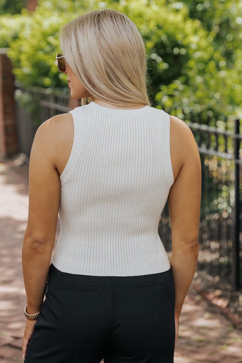 Basic Ribbed Sweater Tank Top - Cream - FINAL SALE - Magnolia Boutique