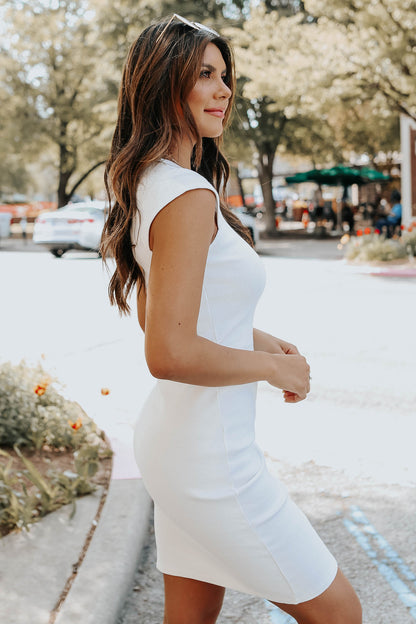 White Ribbed Cap Sleeve Mini Bodycon Dress Magnolia Boutique White Ribbed Cap Sleeve Mini Bodycon Dress Magnolia Boutique