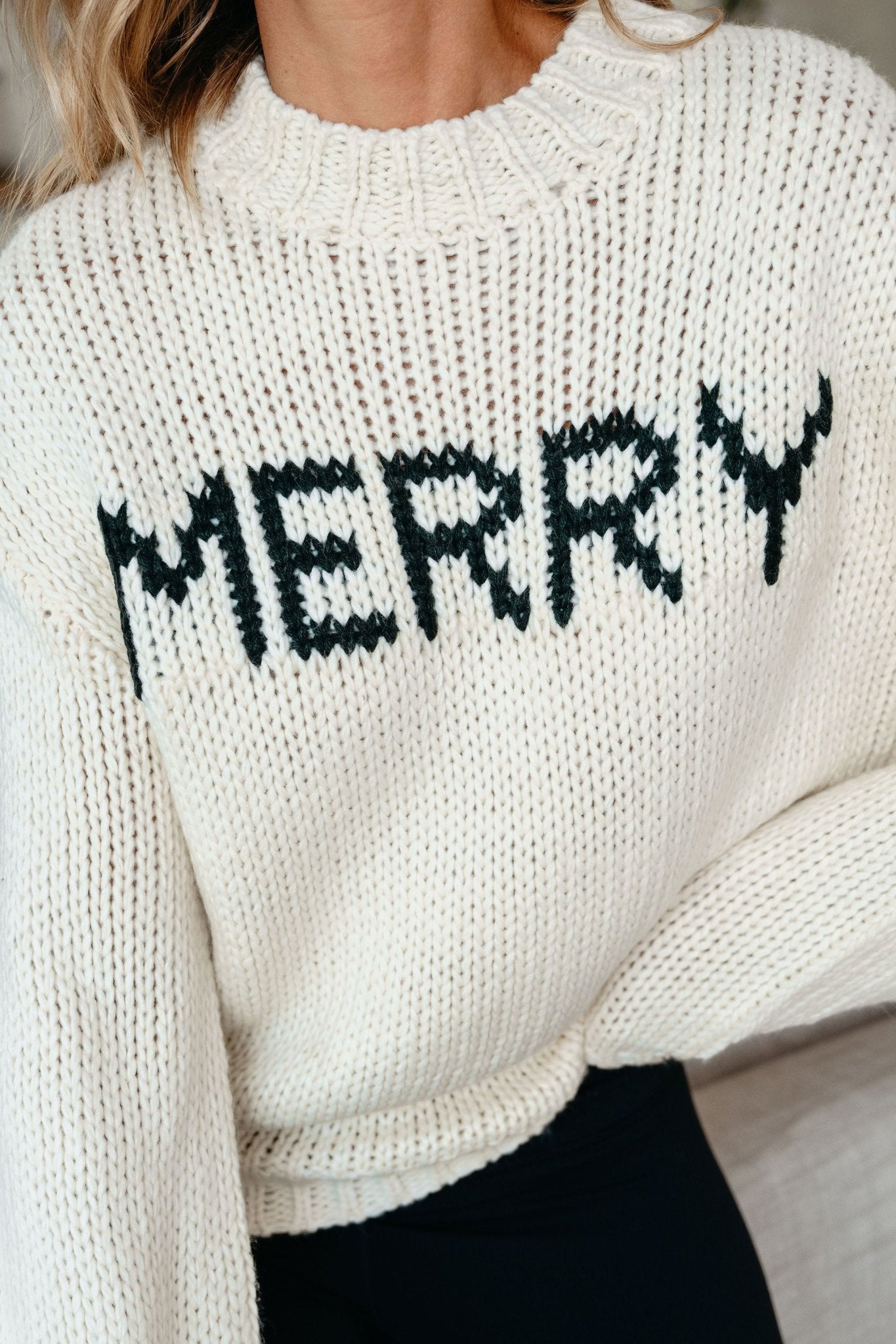 Be Merry Christmas Sweater - Cream - Magnolia Boutique