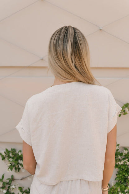 Beach Boardwalk Oatmeal Linen Top - Magnolia Boutique