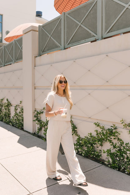 Beach Boardwalk Oatmeal Linen Top - Magnolia Boutique