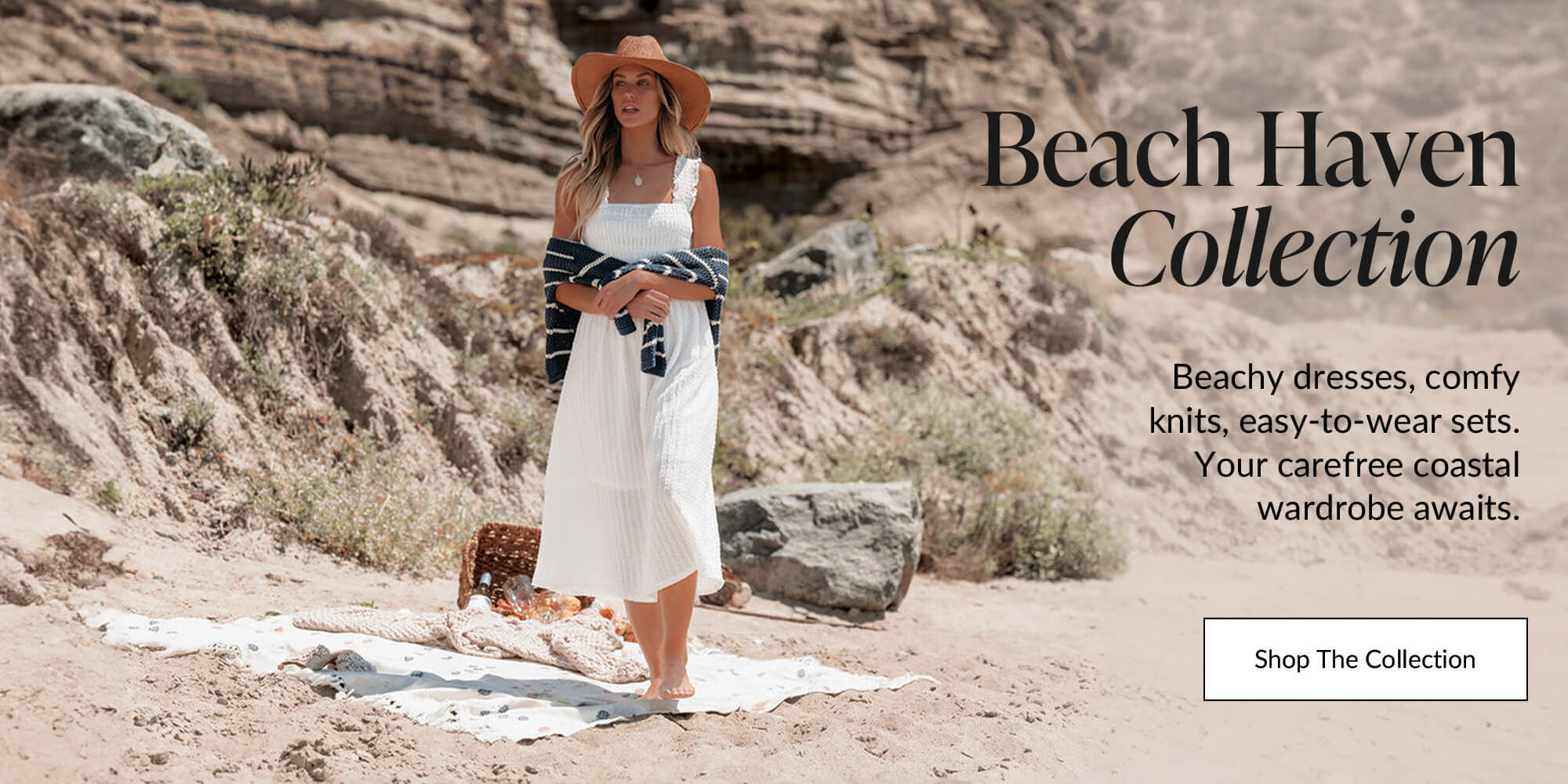 the beach haven collection - beachy dresses, comfy knits, easy to wear sets. your carefree coastal wardrobe awaits shop the collection