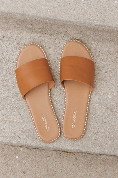 Beaded Detail Slide Sandals - Magnolia Boutique