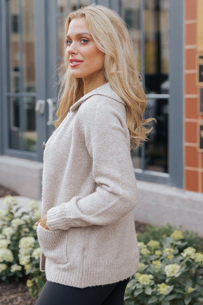 Beige Button Down Sweater Cardigan - Magnolia Boutique