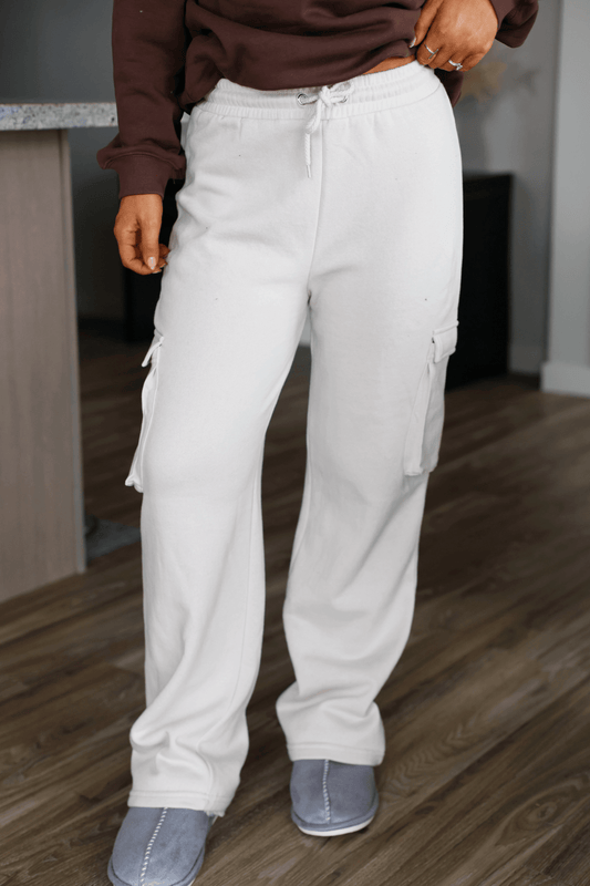 Beige Fleece Cargo Sweatpants - Magnolia Boutique