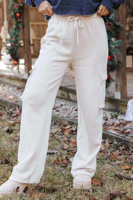 Beige Fleece Cargo Sweatpants - Magnolia Boutique