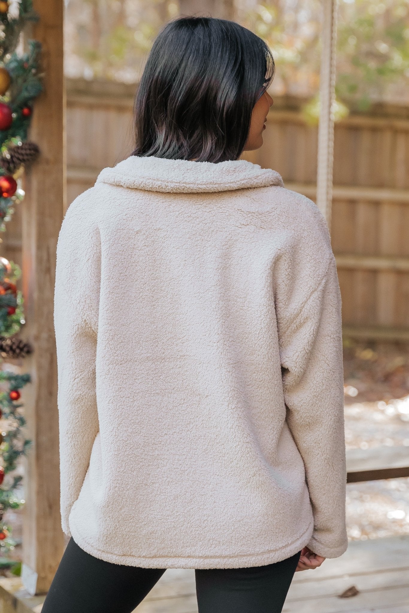 Beige Fleece Half Zip Up Jacket - Magnolia Boutique