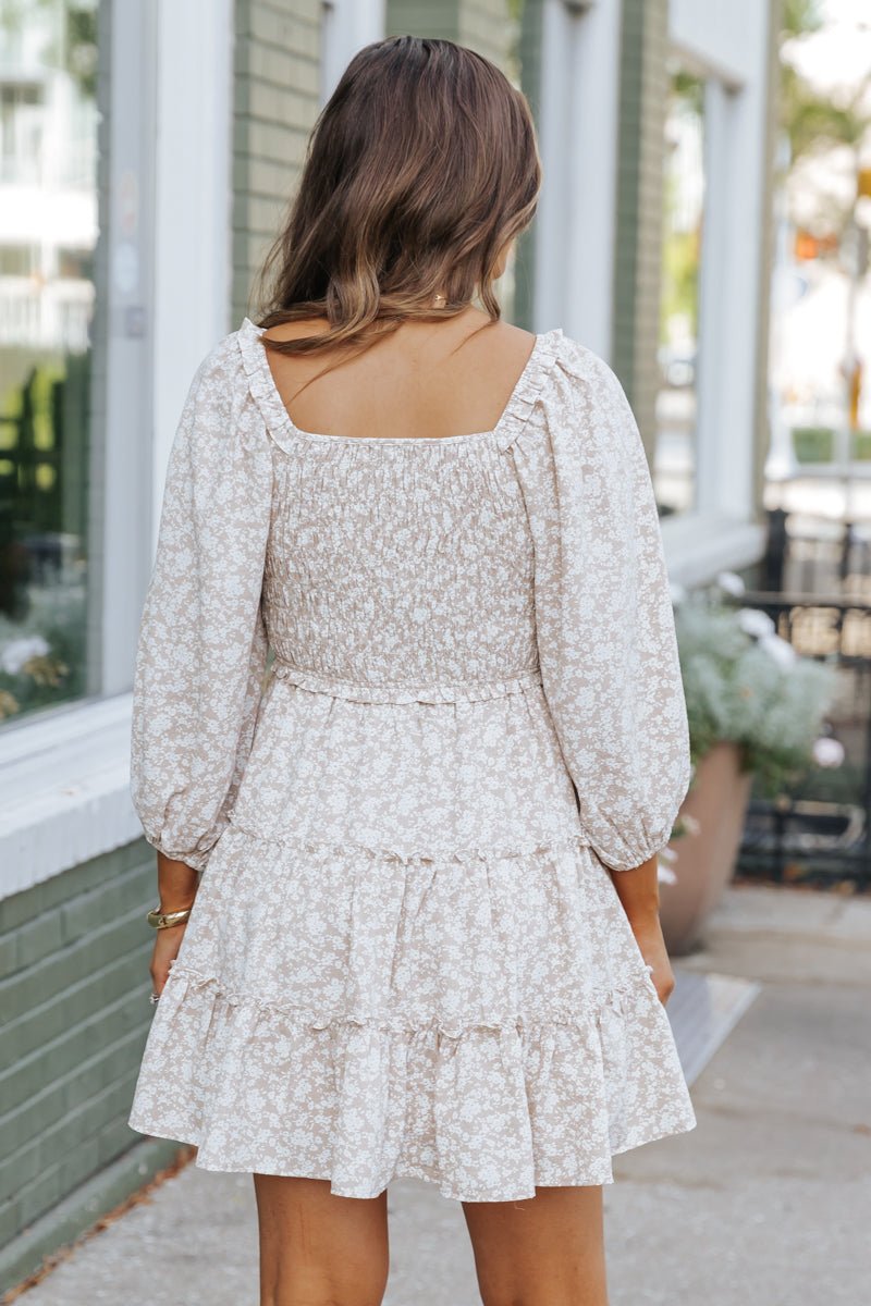 Beige Floral Babydoll Tiered Mini Dress | Pre Order - Magnolia Boutique