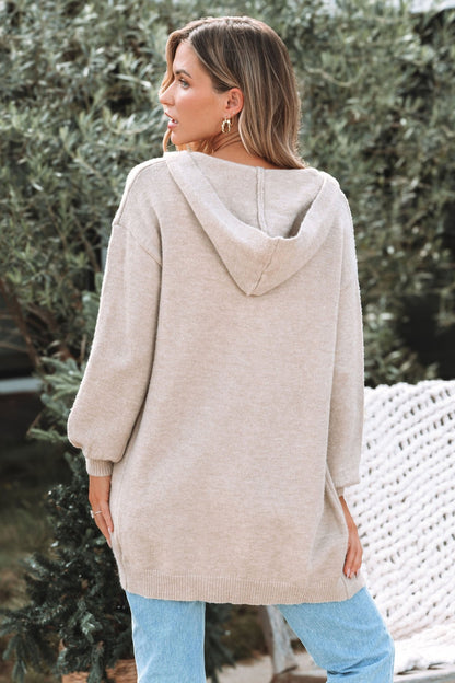 Beige Long Hooded Cardigan - Magnolia Boutique