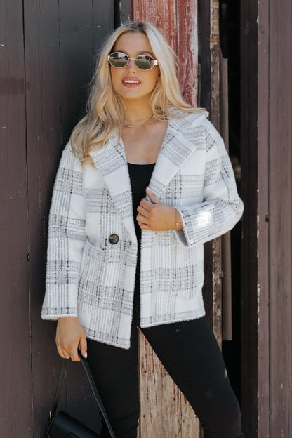 Black and White Plaid Blazer Jacket - Magnolia Boutique