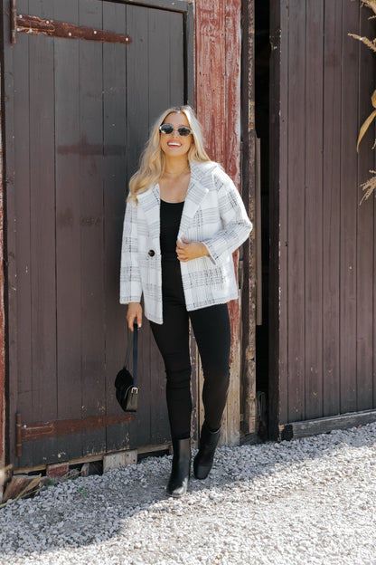 Black and White Plaid Blazer Jacket - Magnolia Boutique