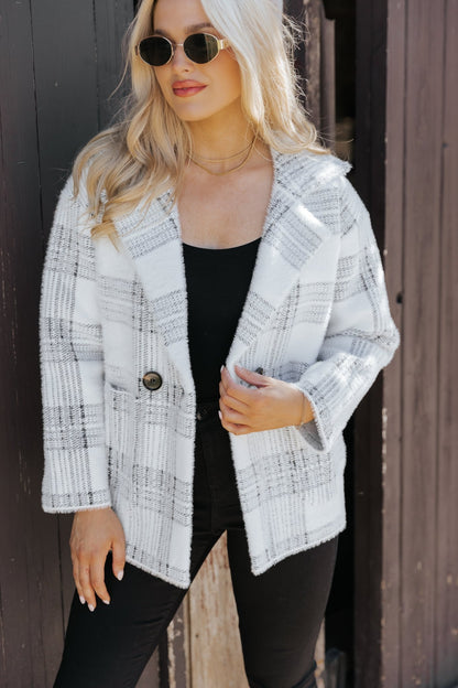 Black and White Plaid Blazer Jacket - Magnolia Boutique