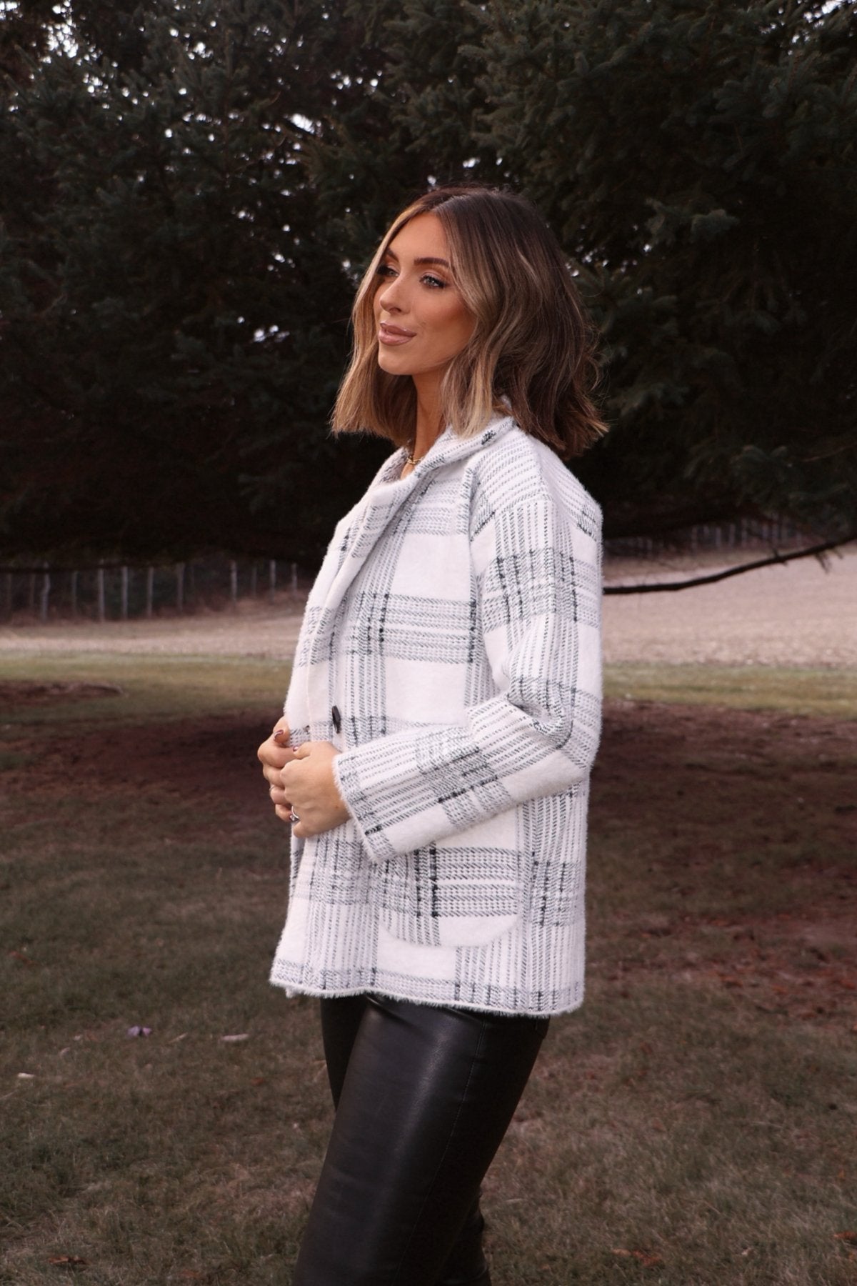 Black and White Plaid Blazer Jacket - Magnolia Boutique