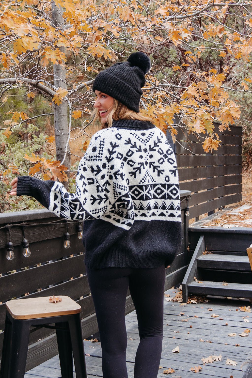 Black Aztec Print Zip Up Sweater Cardigan - Magnolia Boutique