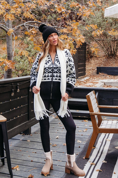 Black Aztec Print Zip Up Sweater Cardigan - Magnolia Boutique