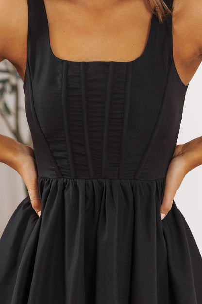 Black Bubble Hem Mini Dress - Magnolia Boutique