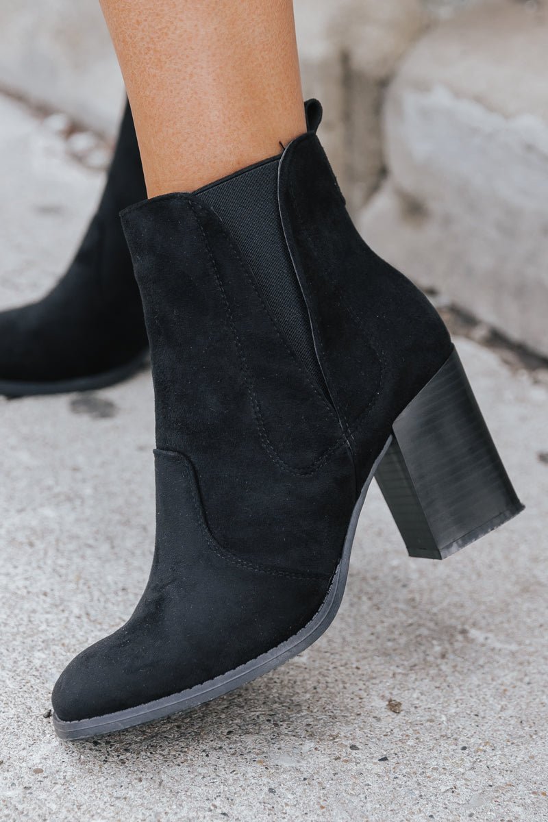 Black Cammy Heeled Booties Magnolia Boutique